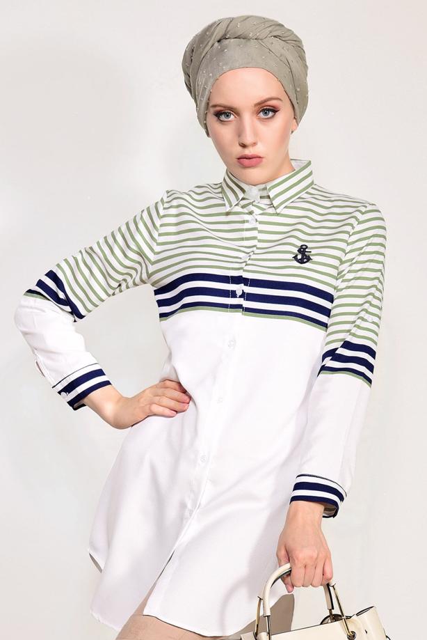 Vêtements hijab  STRIPE DETAIL TUNIC T 3809  - TRENDTESETTÜR