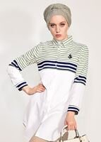 Vêtements hijab VERT TUNIQUE À RAYURES T 3809