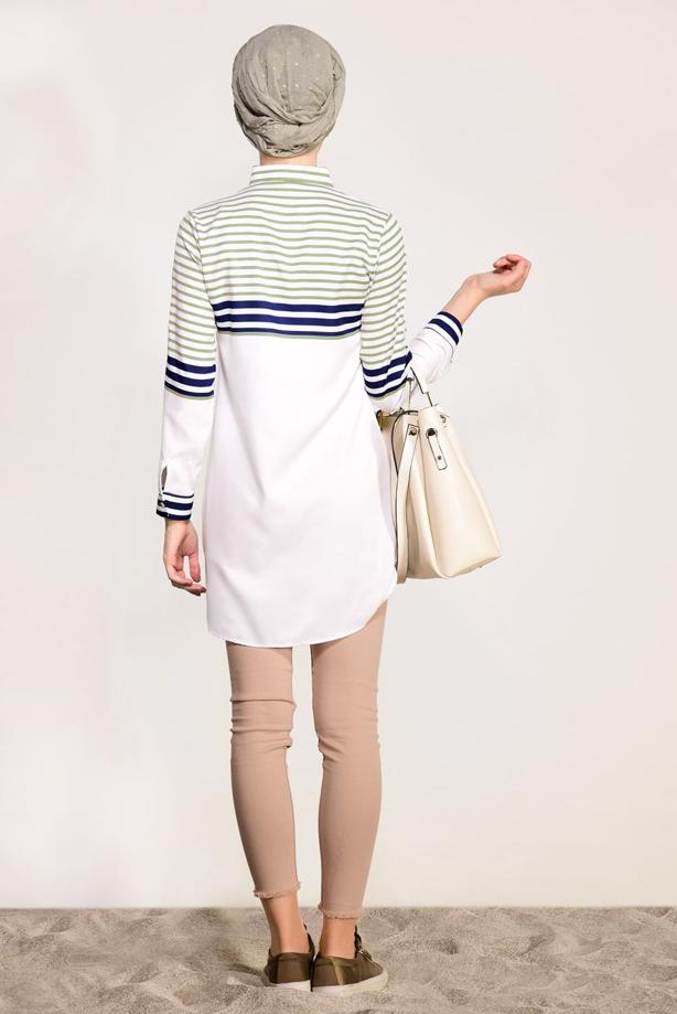 Vêtements hijab  STRIPE DETAIL TUNIC T 3809  - TRENDTESETTÜR