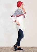 Hijab clothing NAVY BLUE STRIPE DETAIL TUNIC T 3809 