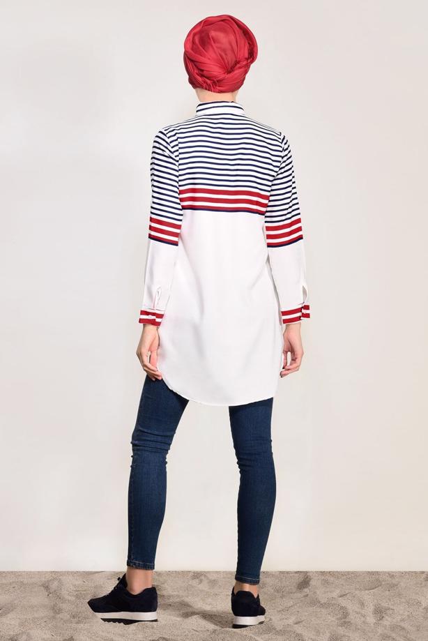 Vêtements hijab  STRIPE DETAIL TUNIC T 3809  - TRENDTESETTÜR