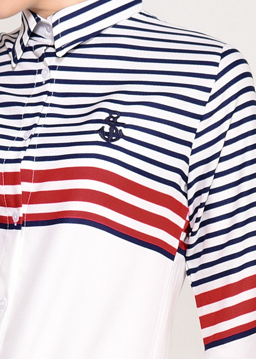 Hijab clothing NAVY BLUE STRIPE DETAIL TUNIC T 3809 