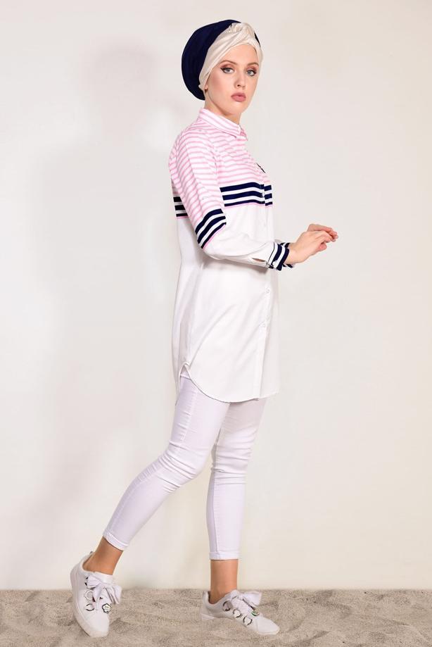 Vêtements hijab  STRIPE DETAIL TUNIC T 3809  - TRENDTESETTÜR