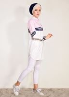 Hijab clothing PINK STRIPE DETAIL TUNIC T 3809 