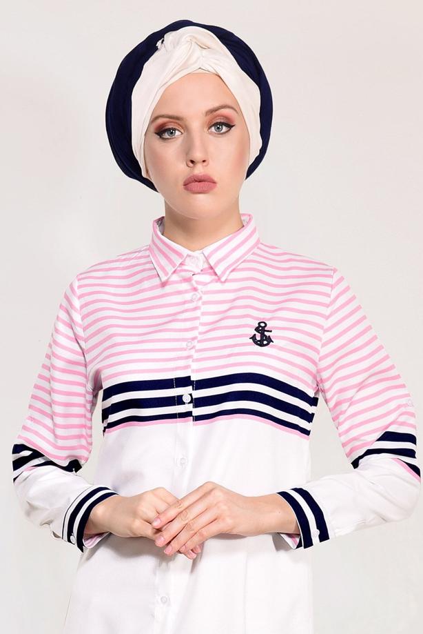 Vêtements hijab  STRIPE DETAIL TUNIC T 3809  - TRENDTESETTÜR