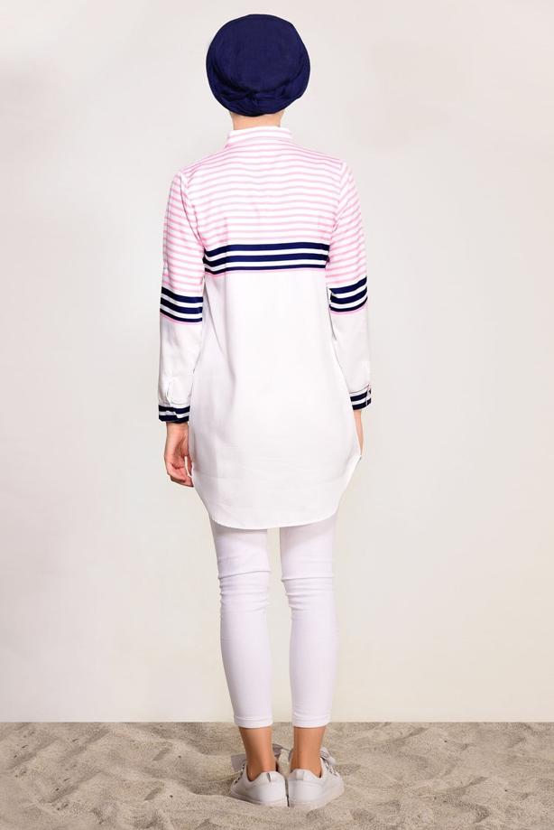 Vêtements hijab  STRIPE DETAIL TUNIC T 3809  - TRENDTESETTÜR