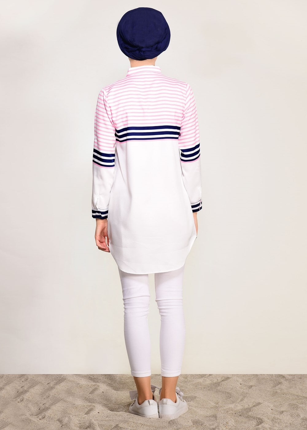 Hijab clothing PINK STRIPE DETAIL TUNIC T 3809 