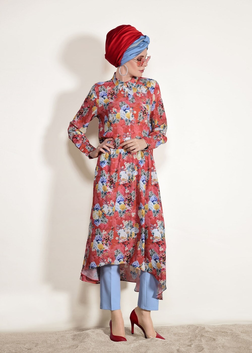 Hijab clothing CORAL PRINTED TUNIC 4697-1 