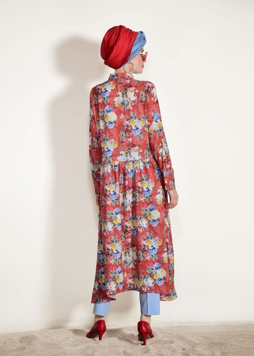 Hijab clothing CORAL PRINTED TUNIC 4697-1 