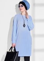 Tesettür giyim MAVİ T 612310 Lafaba-Piliseli Tunik