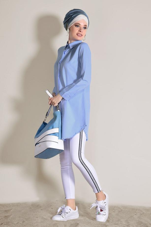 Vêtements hijab  FRINGE DETAIL TUNIC 6365  - TRENDTESETTÜR