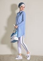 Vêtements hijab BLEU TUNIQUE DÉTAIL FRANGE 6365