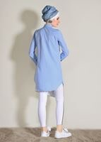 Vêtements hijab BLEU TUNIQUE DÉTAIL FRANGE 6365