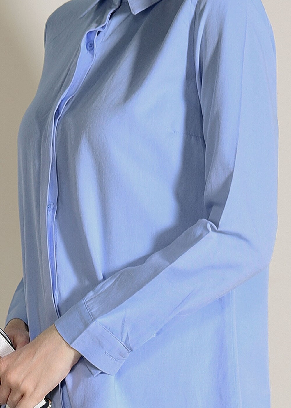 Vêtements hijab BLEU TUNIQUE DÉTAIL FRANGE 6365