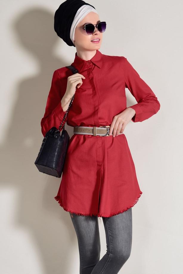 Vêtements hijab  FRINGE DETAIL TUNIC 6365  - TRENDTESETTÜR