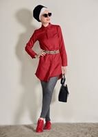Vêtements hijab ROUGE TUNIQUE DÉTAIL FRANGE 6365