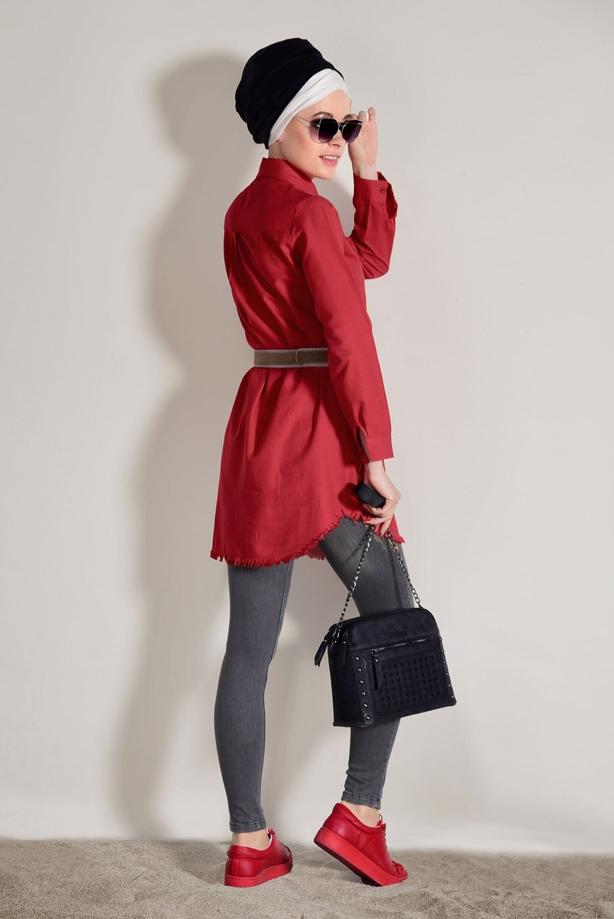 Vêtements hijab  FRINGE DETAIL TUNIC 6365  - TRENDTESETTÜR