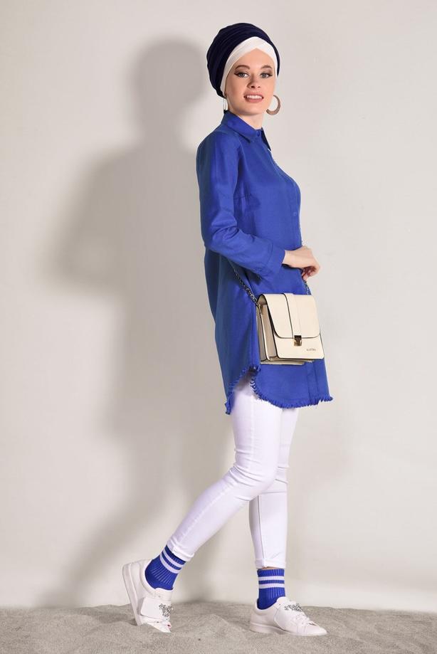 Vêtements hijab  FRINGE DETAIL TUNIC 6365  - TRENDTESETTÜR