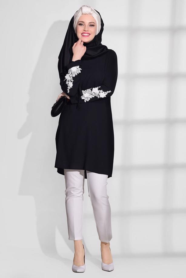 Hijab clothing  FLOWER PRINTED TUNIC 891310  - TRENDTESETTÜR