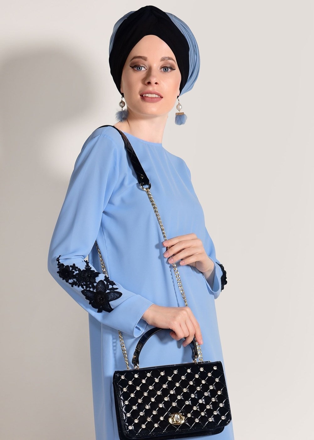 Vêtements hijab BLEU TUNIQUE IMPRIMÉ FLEURS 891310