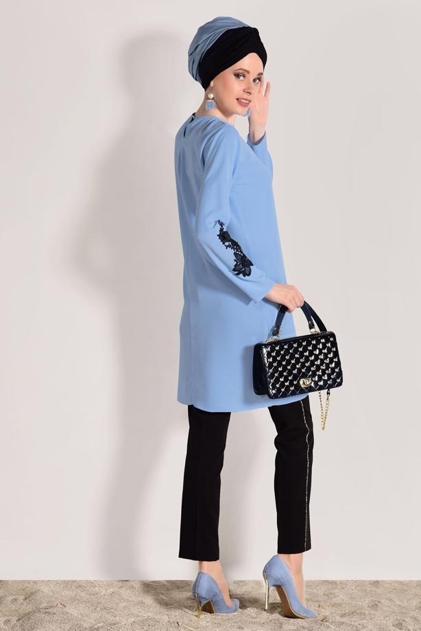 Vêtements hijab  FLOWER PRINTED TUNIC 891310  - TRENDTESETTÜR