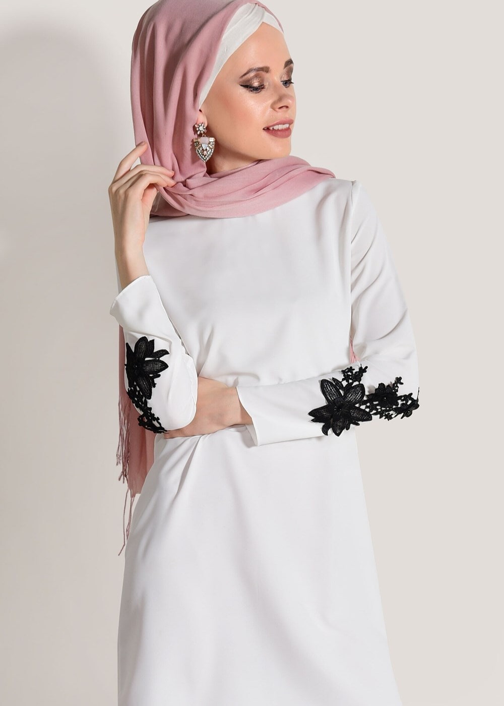 Vêtements hijab ÉCRU TUNIQUE IMPRIMÉ FLEURS 891310