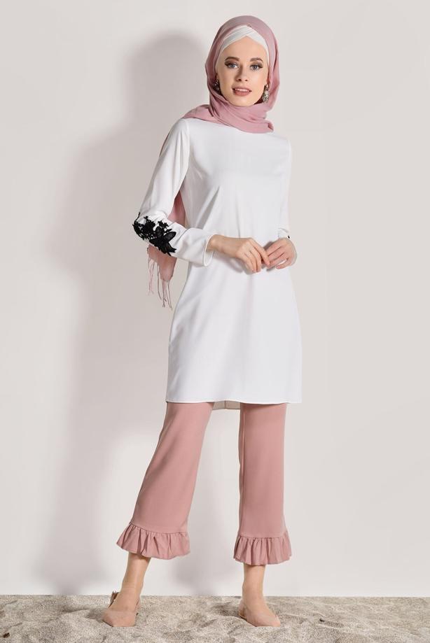 Vêtements hijab  FLOWER PRINTED TUNIC 891310  - TRENDTESETTÜR