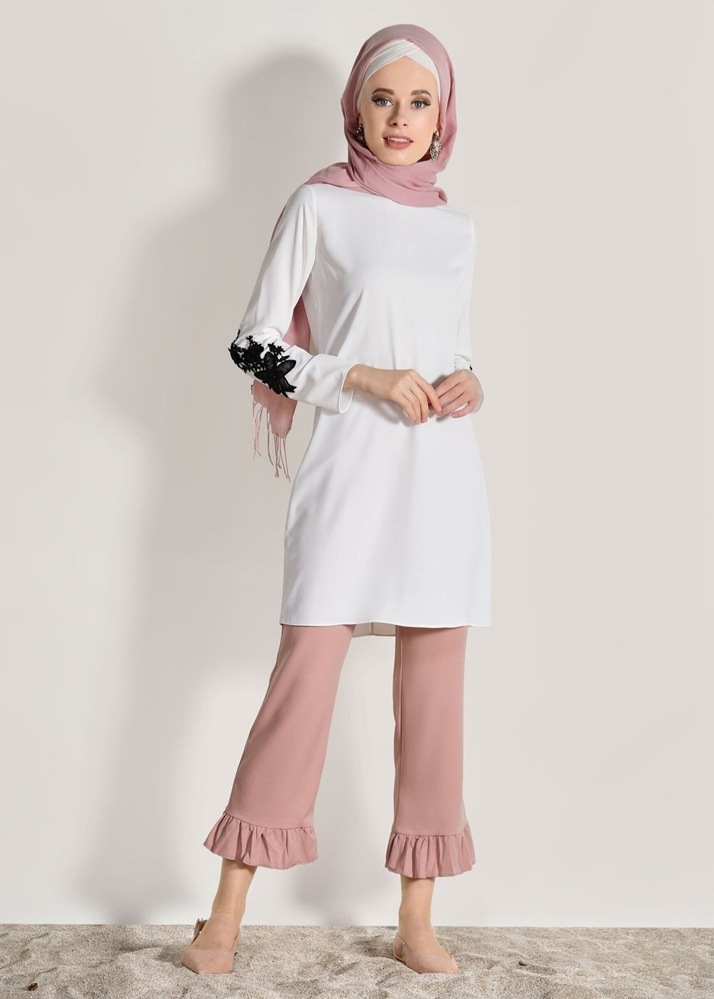 Vêtements hijab ÉCRU TUNIQUE IMPRIMÉ FLEURS 891310