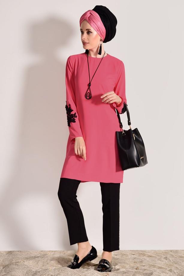 Vêtements hijab  FLOWER PRINTED TUNIC 891310  - TRENDTESETTÜR