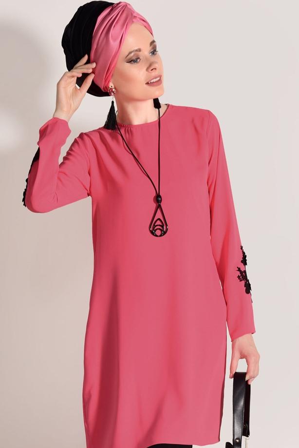 Vêtements hijab  FLOWER PRINTED TUNIC 891310  - TRENDTESETTÜR