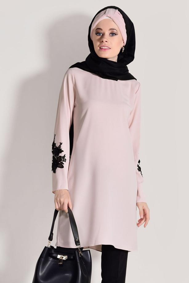 Vêtements hijab  FLOWER PRINTED TUNIC 891310  - TRENDTESETTÜR