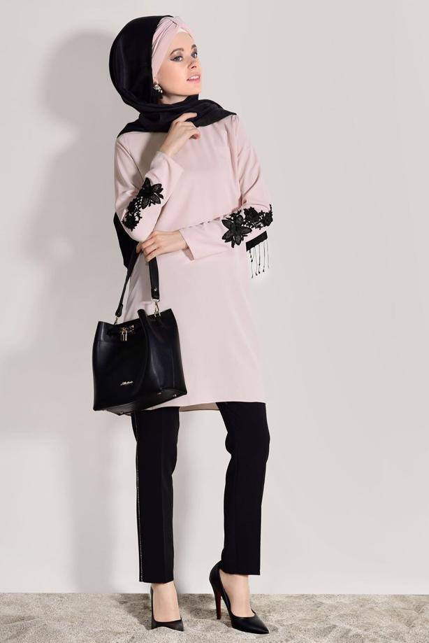 Vêtements hijab  FLOWER PRINTED TUNIC 891310  - TRENDTESETTÜR