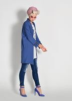 Tesettür giyim LACİVERT BASKILI CEKETİ İŞLEME DETAYLI 2′Lİ TUNİK 01951