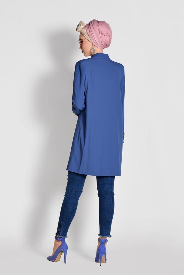 Tesettür giyim  BASKILI CEKETİ İŞLEME DETAYLI 2′Lİ TUNİK 01951 - TRENDTESETTÜR