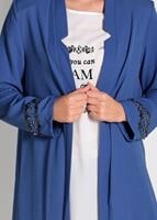 Tesettür giyim LACİVERT BASKILI CEKETİ İŞLEME DETAYLI 2′Lİ TUNİK 01951