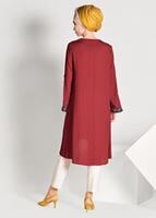 Tesettür giyim KIRMIZI BONCUK İŞLEMELİ ASİMETRİK KESİM TUNİK 02071