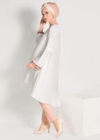 Tesettür giyim EKRU BONCUK İŞLEMELİ ASİMETRİK KESİM TUNİK 02071