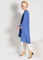 Tesettür giyim LACİVERT BONCUK İŞLEMELİ ASİMETRİK KESİM TUNİK 02071