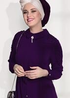 Tesettür giyim MOR T 02781 Elegance- Omuz Kısmı Güpür Detaylı Tunik