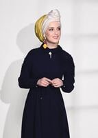 Tesettür giyim LACİVERT T 02781 Elegance- Omuz Kısmı Güpür Detaylı Tunik