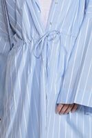 Tesettür giyim MAVİ T 11034  H Fashion-Bel Kısmı Lastik Detaylı Tunik