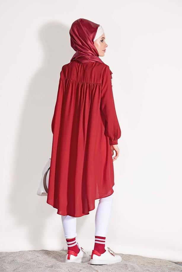 Tesettür giyim  ÖNÜ BÜZGÜLÜ TUNİK 11461 - TRENDTESETTÜR