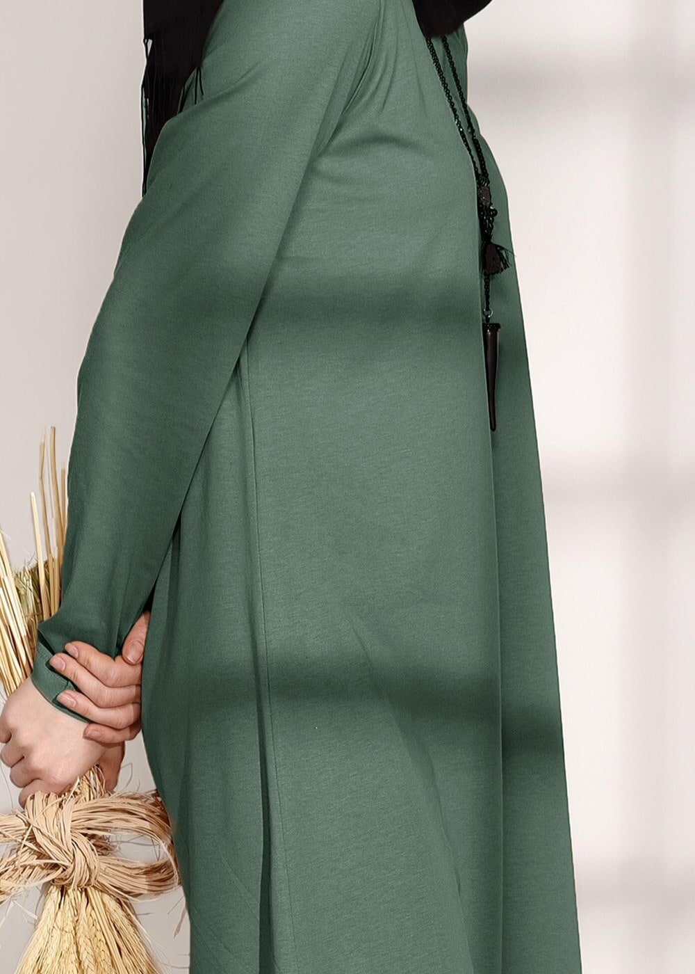 Tesettür giyim YEŞİL BASİC SPOR TUNİK 17315 