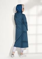 Tesettür giyim YEŞİL FERMUARLI KAPÜŞONLU TUNİK 18605 