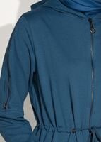 Tesettür giyim YEŞİL FERMUARLI KAPÜŞONLU TUNİK 18605 