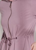 Tesettür giyim PEMBE FERMUARLI KAPÜŞONLU TUNİK 18605 