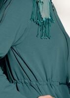 Tesettür giyim YEŞİL FERMUARLI KAPÜŞONLU TUNİK 18605 