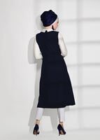 Tesettür giyim LACİVERT T 20181 Elegance- Güpür Detaylı 2&prime;li Tunik