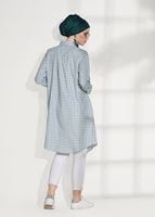 Tesettür giyim YEŞİL T 25615 Allday-Gizli Patlı Ekose Gömlek