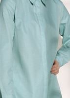 Tesettür giyim YEŞİL ERKEK YAKA GİZLİ DÜĞMELİ TUNİK 26615